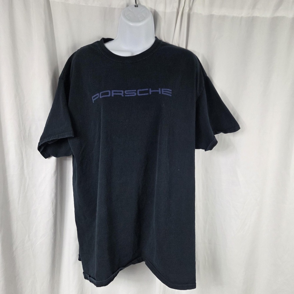 Gildan Shirt Mens XL Black Porsche Race Car Graphic Tee Top Motorsport Racing
